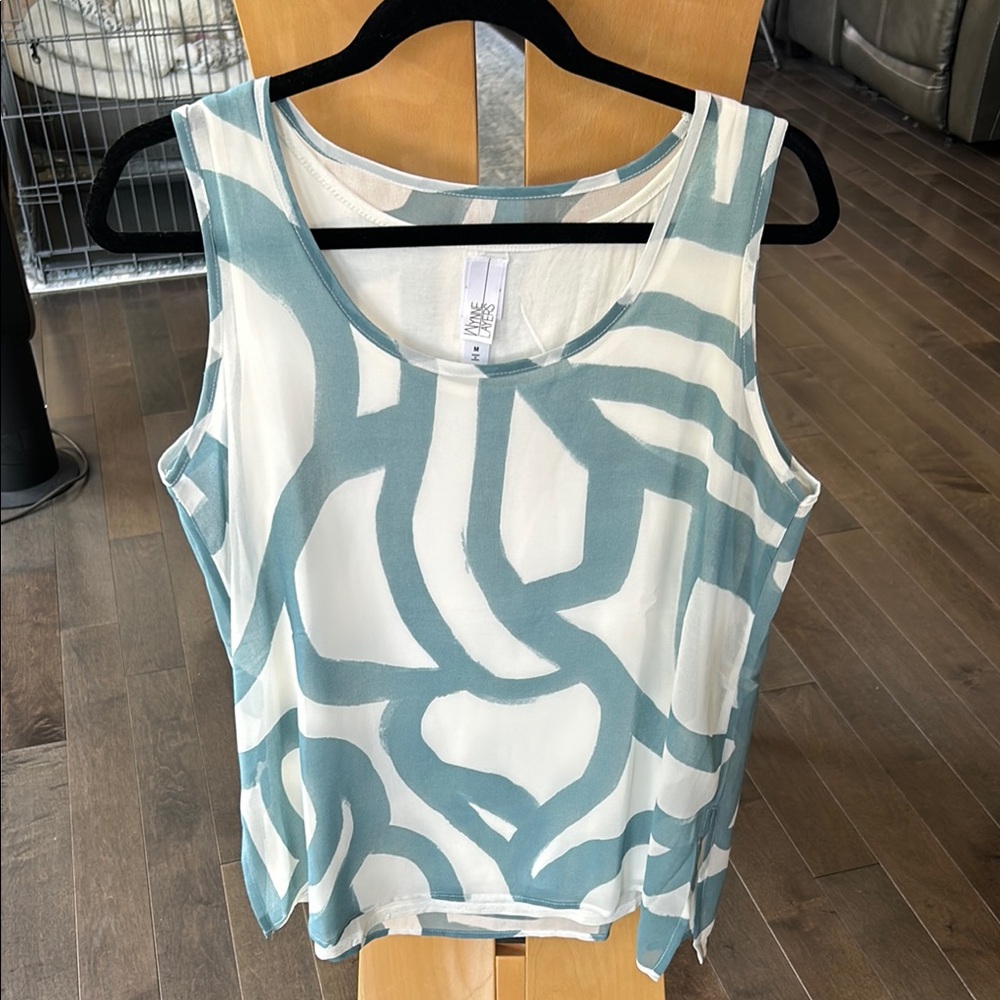 Women's Sleeveless Top in Blue and White